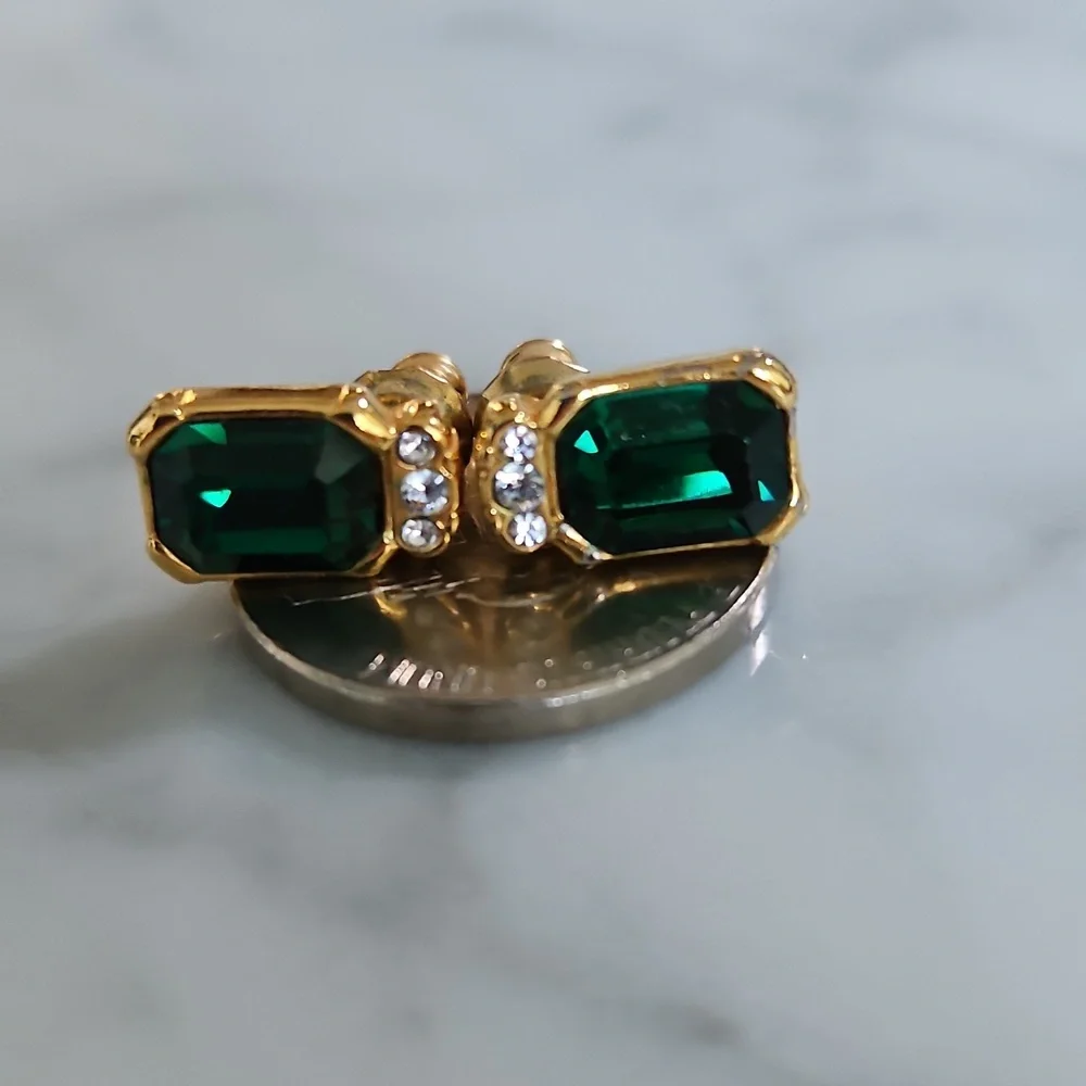 💚HP💚Joseph Esposito Signed CZ 14K Electroplate Matching Ring & Earrings - Picture 7 of 7